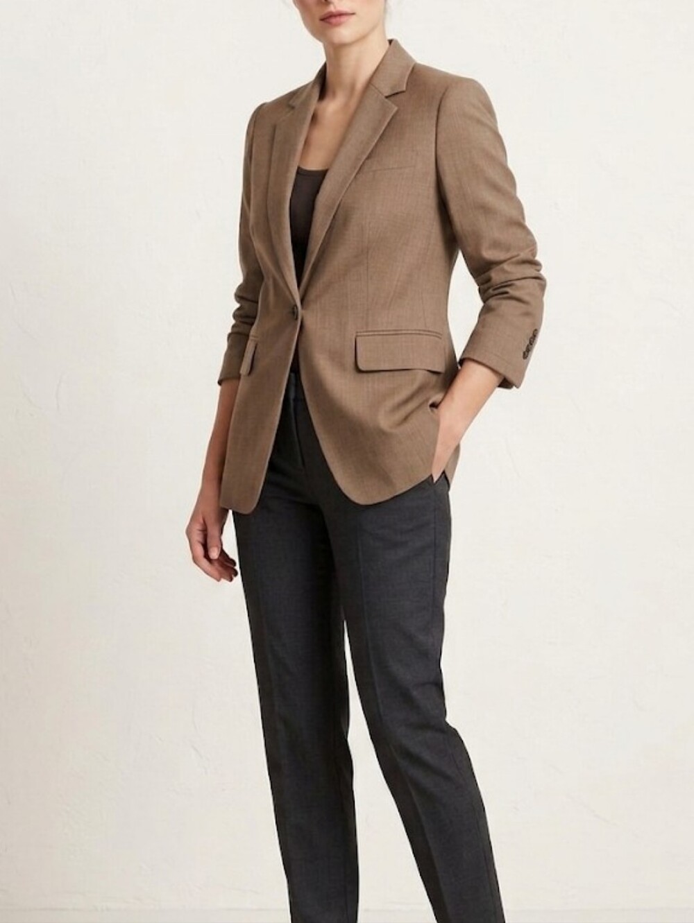 Banana Republic Taupe Single-Button Blazer
